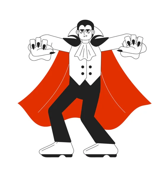 Macho Vampiro Truque Tratar Monocromático Conceito Vetor Spot Ilustração Halloween — Vetor de Stock