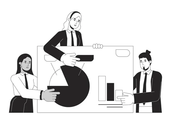 Presentatie Ondernemers Concept Vector Spot Illustratie Partnership Drie Mensen Cartoon — Stockvector