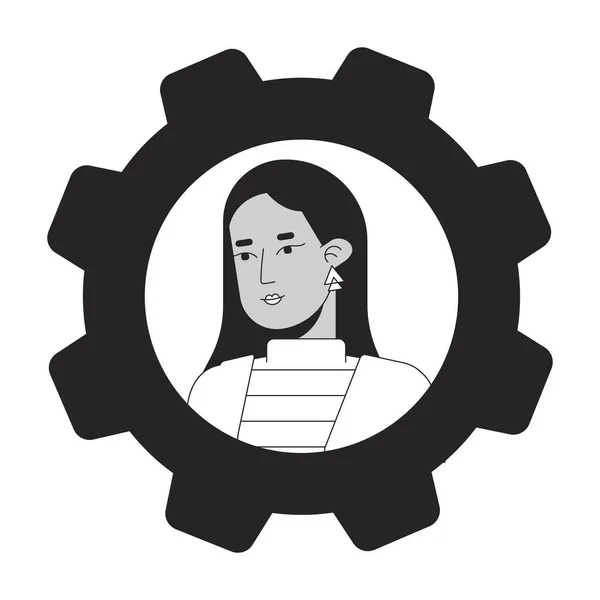 Geschäftsfrau Aus Dem Nahen Osten Schwarz Weiße Cartoon Avatar Ikone — Stockvektor
