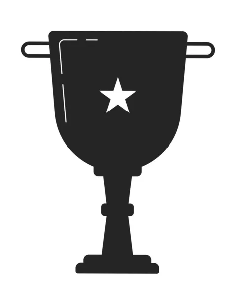Star Trophy Cup Flaches Monochrom Isoliertes Vektorobjekt Mit Erfolg Gewinnerpreis — Stockvektor