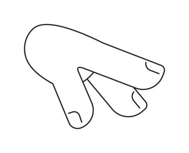 Tek renkli düz vektör nesnesine el uzanıyor. Düzenlenebilir siyah beyaz çizgi simgesi. Web grafik tasarımı için basit bir karikatür klibi resim çizimi