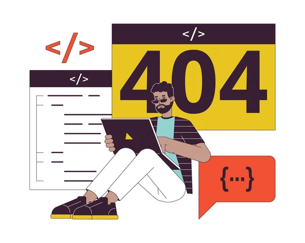 Веб Сайт Разработчика Создать Сообщение Ошибке 404 Флэш Африканский Американский — стоковый вектор