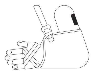 Sargı bezi düz monokrom izole vektör nesnesinde kırık kol. Tıbbi kol askısı. Düzenlenebilir siyah beyaz çizim. Web grafik tasarımı için basit ana hatlı nokta çizimi