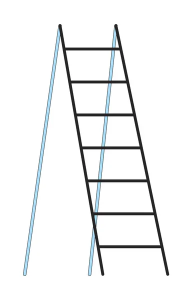 Houten Ladder Vlakke Lijn Kleur Geïsoleerde Vector Object Opklapbare Trap — Stockvector