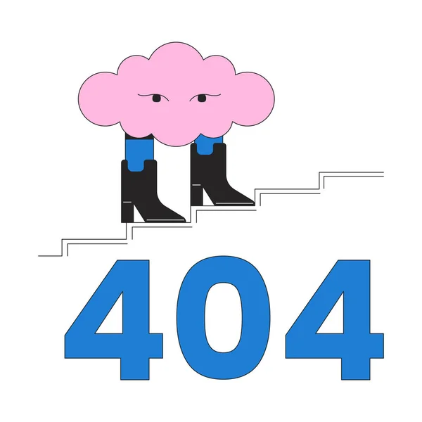 Szürreális Felhő Séta Csizma Hiba 404 Flash Üzenet Kumulusz Lépcsőn — Stock Vector