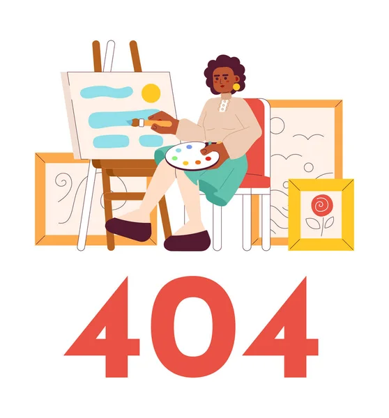 Woman Art Studio Painting Picture Error 404 Flash Message Creative — Stock Vector