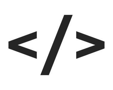 Kod sembolleri düz monokrom izole vektör simgesi. Web geliştirme elemanları. Düzenlenebilir siyah beyaz çizim. Web grafik tasarımı için basit ana hatlı nokta çizimi