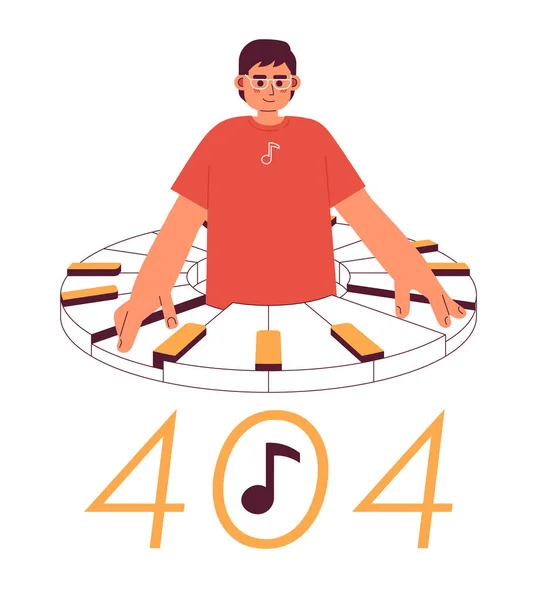 Man Speelt Piano Fout 404 Flash Bericht Jongeman Hobby Lege — Stockvector