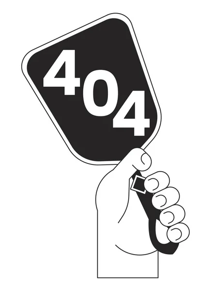 Hand Holding Vintage Mirror Black White Error 404 Flash Message — Stock Vector