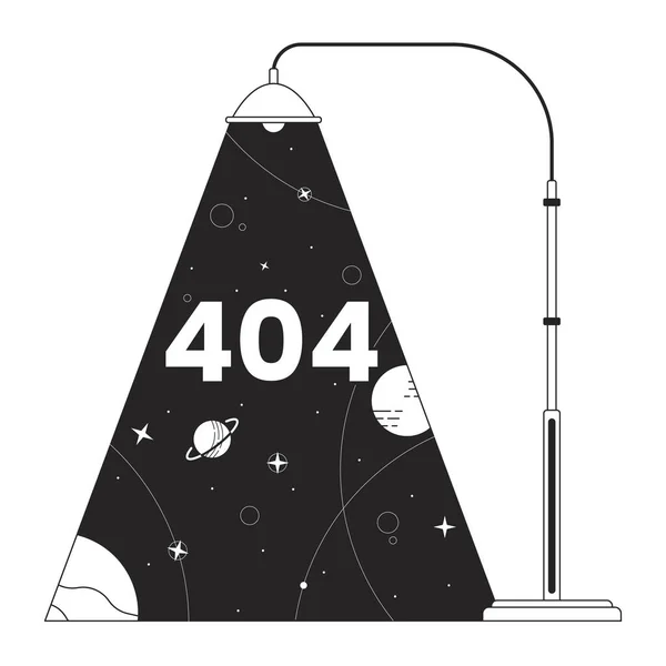 Lamppost Light Planets Galaxy Black White Error 404 Flash Message — Stock Vector
