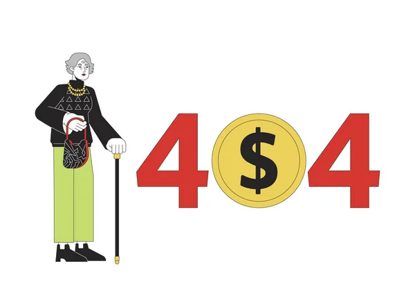 Vecchia Signora Pensione Con Mano Errore Canna Passeggio 404 Messaggio — Vettoriale Stock