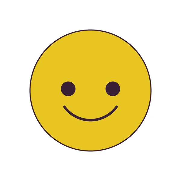 Pozytywny Uśmiechnięty Emoticon Płaska Linia Kolor Izolowany Wektor Obiektu Edytowalny — Wektor stockowy