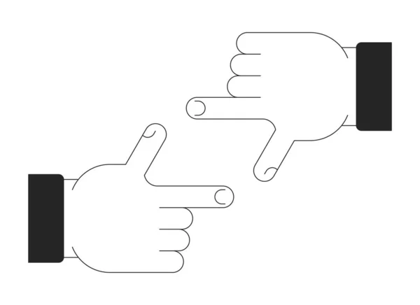 Палець Обрамляє Плоский Монохром Ізольований Векторний Єкт Фокусувати Жест Ручна — стоковий вектор