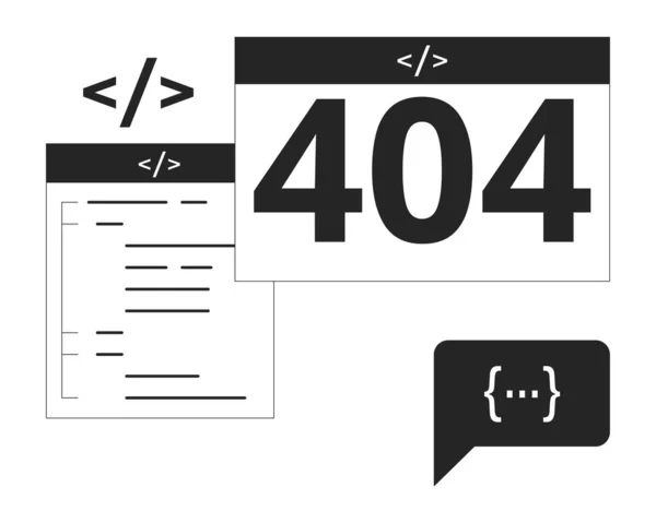 Weboldalak Kód Fekete Fehér Hiba 404 Flash Üzenet Monokróm Üres — Stock Vector