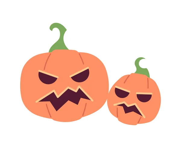 Abóboras Halloween Semi Plana Cor Objeto Vetorial Gloomy Jack Lanternas —  Vetores de Stock