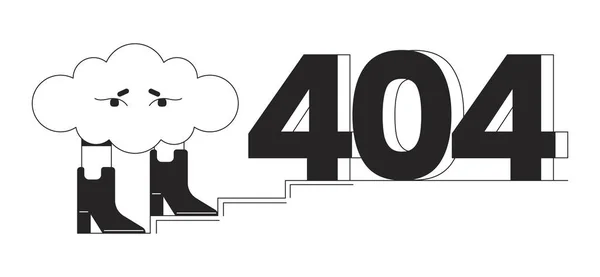 Merdivenlerde Engelli Sürreal Bulut Siyah Beyaz Hata 404 Flaş Mesaj — Stok Vektör