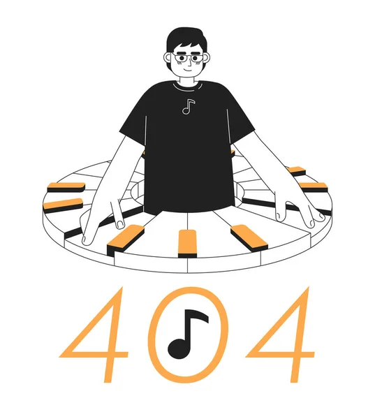 Man Speelt Piano Zwart Wit Fout 404 Flash Bericht Jongeman — Stockvector