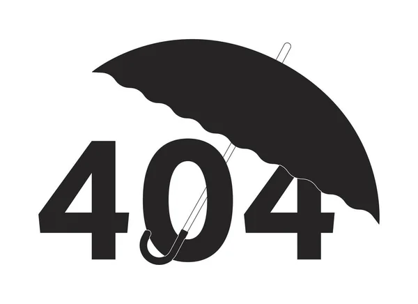 Geopende Draagbare Paraplu Zwart Witte Fout 404 Flash Bericht Monochrome — Stockvector