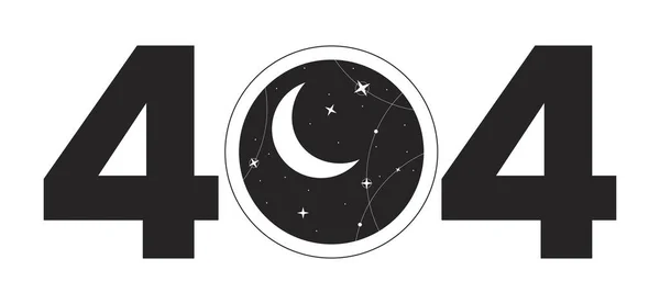 Στρογγυλό Παράθυρο Έναστρο Φεγγάρι Νύχτα Μαύρο Λευκό Σφάλμα 404 Flash — Διανυσματικό Αρχείο