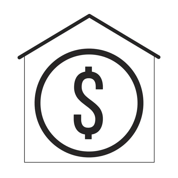 Moneta Dentro Casa Appartamento Oggetto Vettoriale Isolato Monocromatico Ipoteca Acquisto — Vettoriale Stock