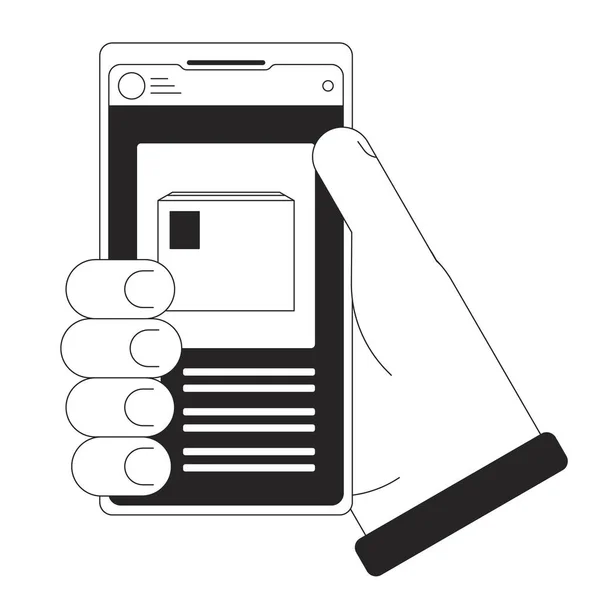Paquet Suivi Concept Vectoriel Spot Illustration Holding Smartphone Plate Forme — Image vectorielle
