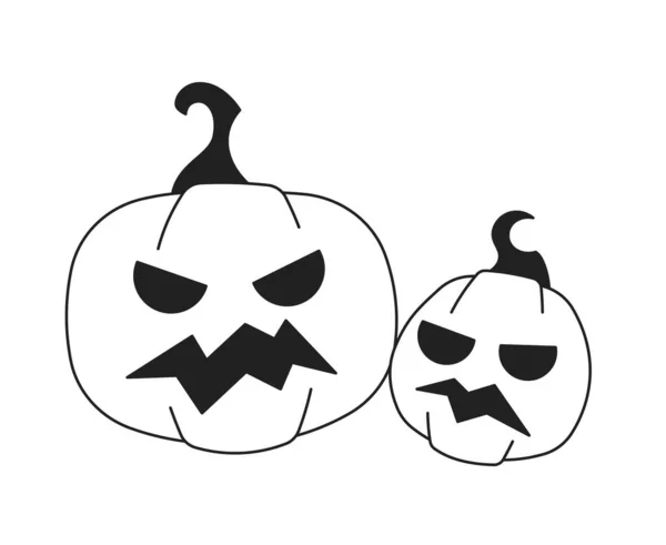 Abóboras Halloween Monocromático Objeto Vetorial Plana Gloomy Jack Lanternas Colheita —  Vetores de Stock