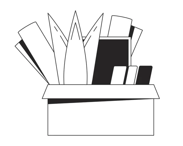 フィードボックスフラットモノクロ単離ベクトルオブジェクト お前はクビになった 箱の中のもの ディズニシャル 編まれた黒および白いラインの芸術のデッサン Webグラフィックデザインのためのシンプルなアウトラインスポットイラスト — ストックベクタ
