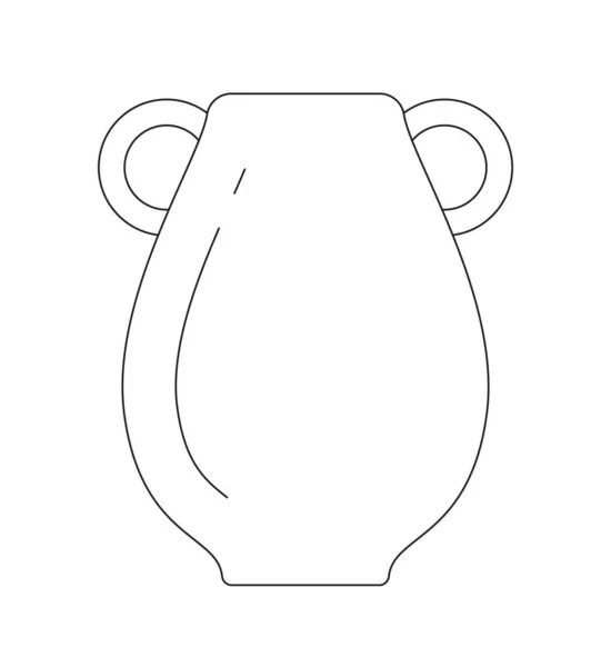 Keramische Vase Monochrom Flaches Vektorobjekt Töpferhobby Handgemachtes Gericht Editierbares Schwarz — Stockvektor