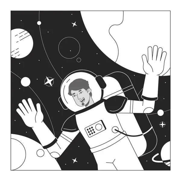 Astronaut Space Suit Concept Vector Spot Illustration Arabian Man Exploring — Stock Vector