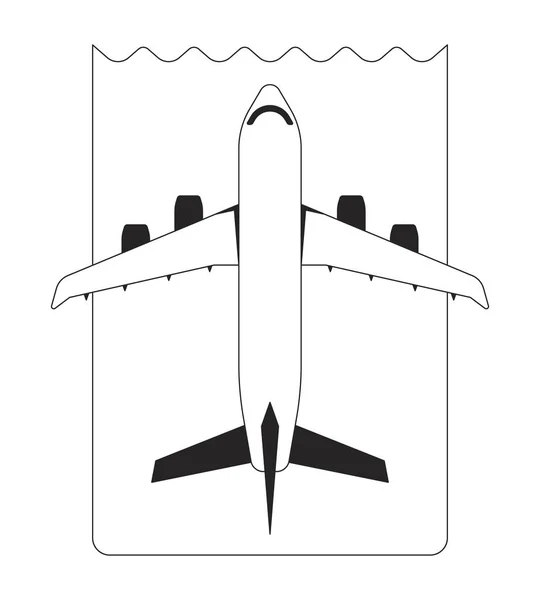 Самолет Билет Плоский Монохромный Изолированный Векторный Объект Настольный Черно Белый — стоковый вектор