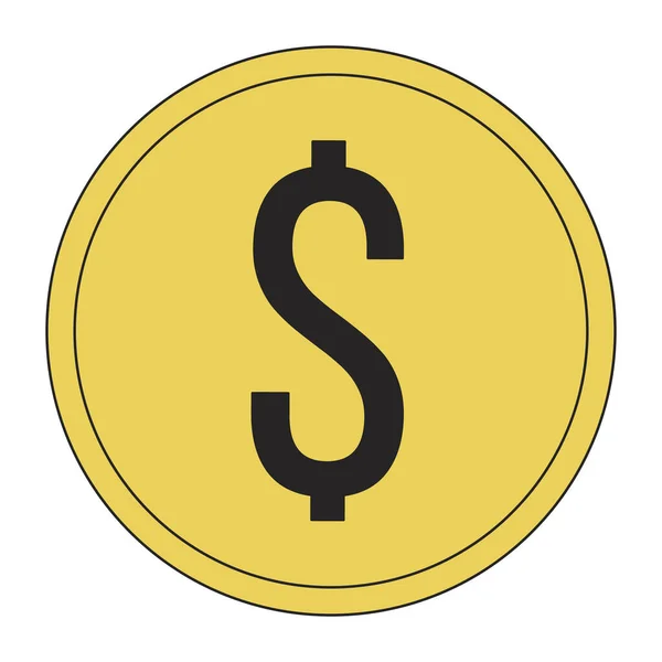 Χρυσό Νόμισμα Επίπεδη Γραμμή Χρώμα Απομονωμένο Διανυσματικό Αντικείμενο Οικονομικά Λεφτά — Διανυσματικό Αρχείο