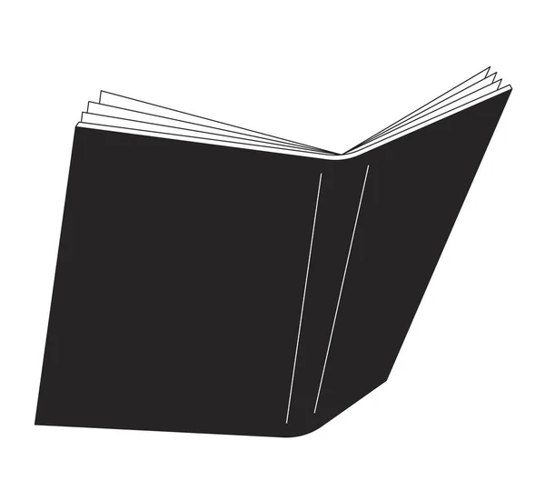Libro Abierto Monocromo Plano Objeto Vectorial Aislado Lectura Educación Dibujo — Vector de stock