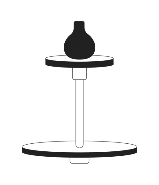 陶瓷花瓶上的陶瓷轮单色平面矢量对象 创建瓷盘 讲习班 可编辑的黑白细线图标 用于网页平面设计的简单卡通剪贴画 — 图库矢量图片