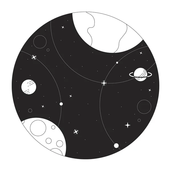 Space Concept Vector Spot Illustration Universe Planets Stars Cartoon Flat — Stock Vector