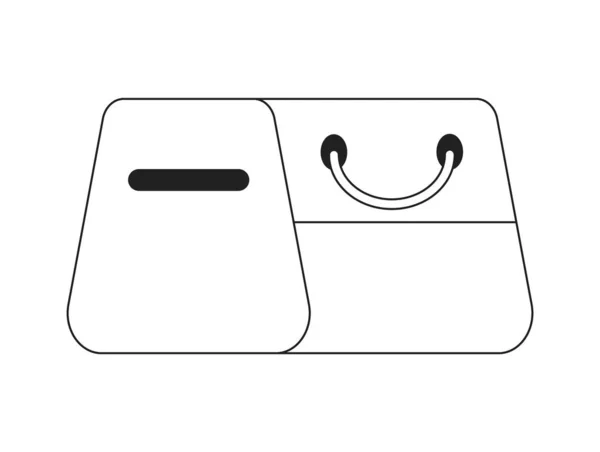 旅行袋单色平面矢量对象 帮我拿行李可编辑的黑白细线图标 用于网页平面设计的简单卡通剪贴画 — 图库矢量图片