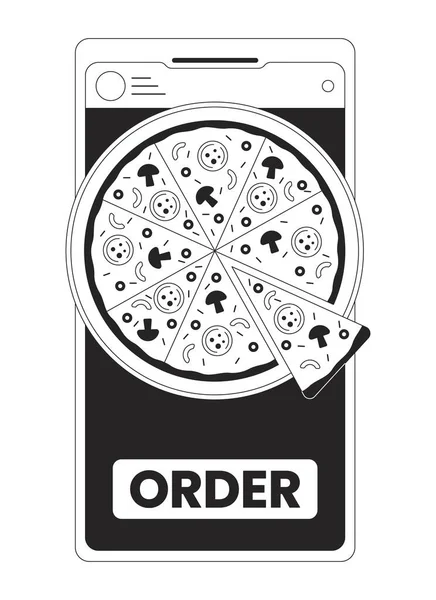 Encomende Pizza Por Smartphone Conceito Vetor Spot Ilustração Usando Gadget —  Vetores de Stock