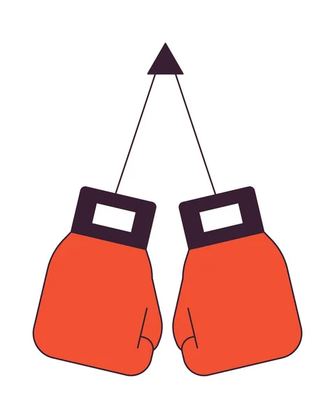 Висячие Боксерские Перчатки Плоского Цвета Линии Изолированный Векторный Объект Самозащита — стоковый вектор
