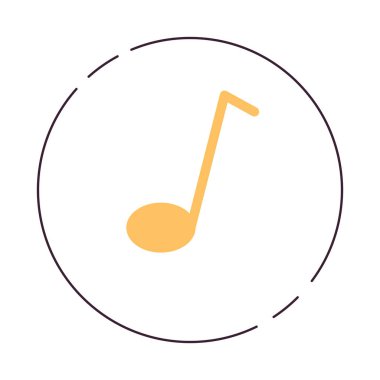 Düz monokrom izole vektör nesnesi çalınıyor. Çemberin içinde bir nota. Düzenlenebilir siyah beyaz çizim. Web grafik tasarımı için basit ana hatlı nokta çizimi