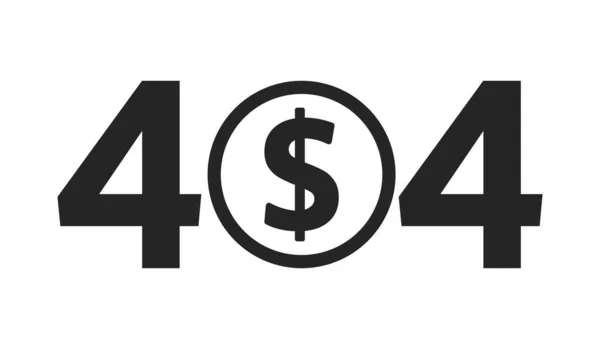 Moneta Centa Czarny Biały Błąd 404 Flash Wiadomość Monochromatyczny Projekt — Wektor stockowy