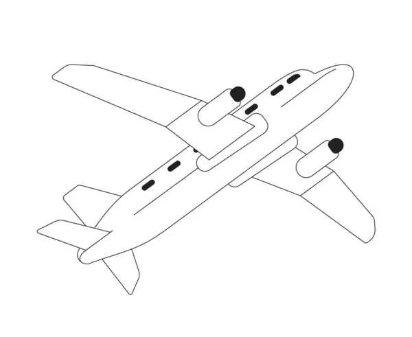 Plane Monochrome Flat Vector Object Air Travel Editable Black White — Stock Vector