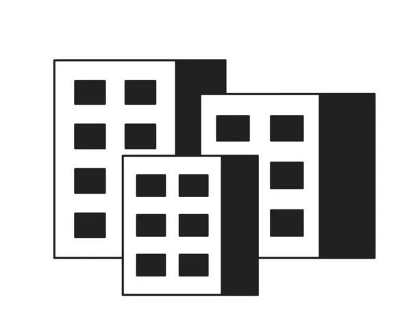 City Buildings Monochrome Flat Vector Object Apartments Citizen Editable Black — Stock Vector