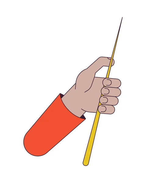 Tenant Pointeur Bâton Ligne Plate Couleur Vecteur Main Caractère Partie — Image vectorielle