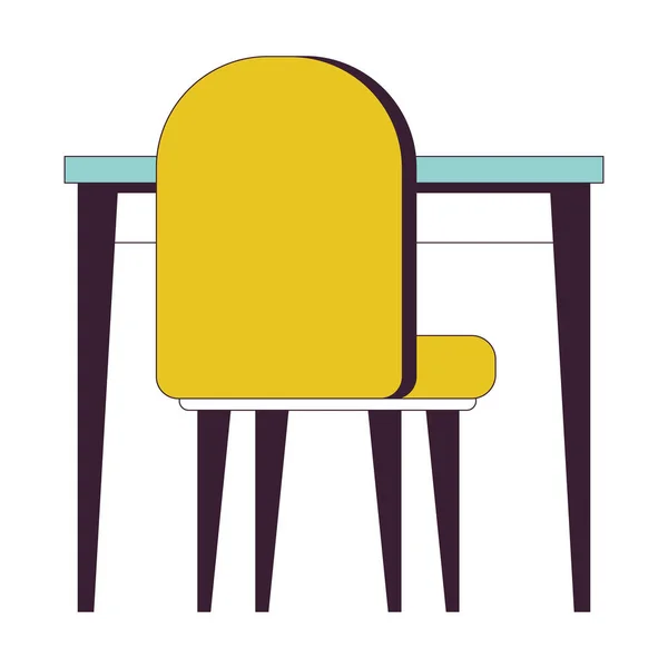 テーブルの椅子の平らなライン色によって隔離されるベクトル オブジェクト 現代的なシーティング家具 オフィス席について 白い背景に編集されたクリップアートイメージ Webデザインのためのシンプルなアウトライン漫画スポットイラスト — ストックベクタ