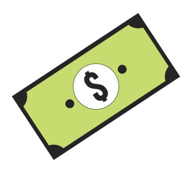 Banknote düz çizgi renk izole vektör nesnesi. Kağıt para. Beyaz arkaplanda düzenlenebilir resim. Web tasarımı için basit ana hatlı karikatür nokta çizimi