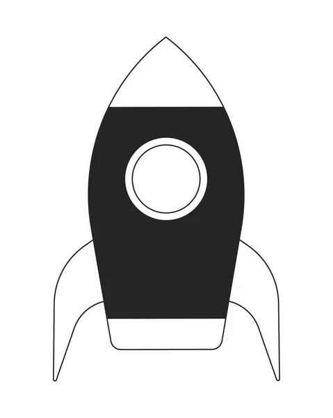 ロケットフラットモノクロ単離ベクトルオブジェクト 宇宙探査の宇宙船 編まれた黒および白いラインの芸術のデッサン Webグラフィックデザインのためのシンプルなアウトラインスポットイラスト — ストックベクタ