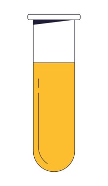 Sıvı düz çizgi renkli izole vektör nesneli test tüpü. Kimyasal madde konteynırı. Beyaz arkaplanda düzenlenebilir resim. Web tasarımı için basit ana hatlı karikatür nokta çizimi