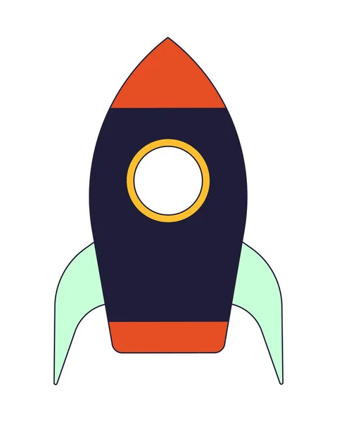 火箭扁平线颜色隔离矢量物体 太空探索飞船 可编辑的剪贴画在白色背景上 为网页设计提供简单的卡通人物插画 — 图库矢量图片