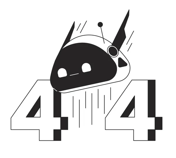 Robot Cabeza Negro Blanco Error 404 Mensaje Flash Bot Tecnología — Vector de stock