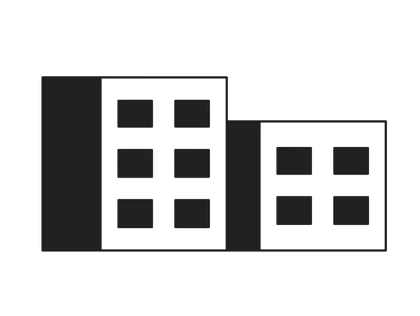 Real Estate Buildings Monochrome Flat Vector Object Apartments Editable Black — Stock Vector
