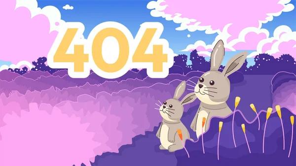 Conigli Sognanti Guardando Errore Cielo 404 Messaggio Flash Carini Gli — Vettoriale Stock